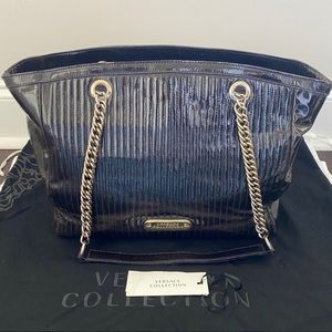 Versace Collection Eggplant Patent Leather Tote